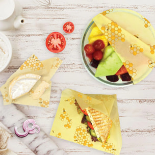 Set de 3 emballages en cire d'abeille Nature