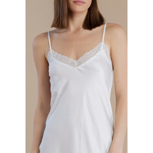 Camicia da notte in raso con spalline sottili e dettagli in pizzo articolo pleasure Noidinotte