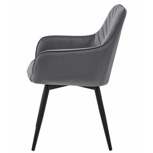 Sedia girevole Nana360 in velluto grigio scuro con gambe nere