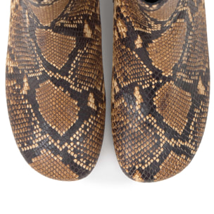 Botín de tacón Astrid en napa con efecto serpiente y cierre de cremallera