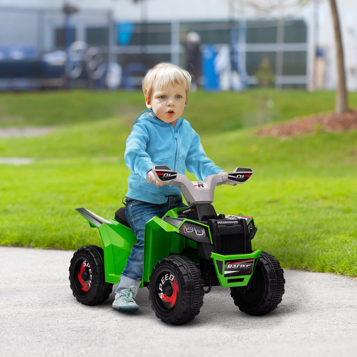 Quad Eléctrico para Niños de 18-36 Meses Vehículo Eléctrico a Batería 6V con Avance y Retroceso Velocidad de 2,5 km/h 70x41,5x48,5 cm Verde