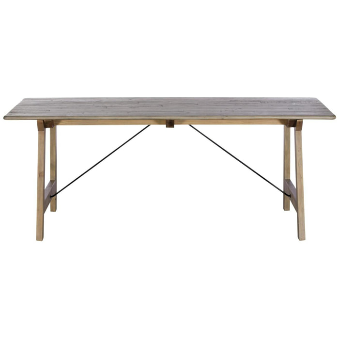 Table à manger campagne 200 cm pieds tréteaux SALERNE
