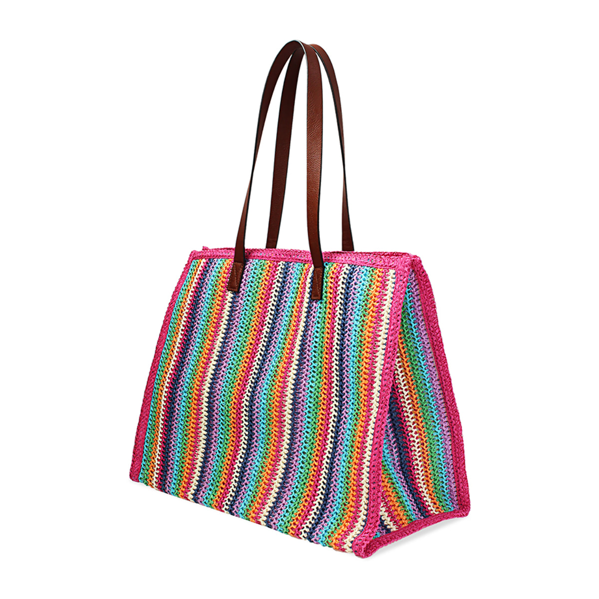 Borsa donna mare grande multicolor in raffia