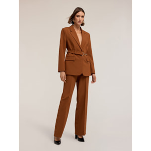 Motivi - Blazer de poliviscosa con cinturón - Marrón