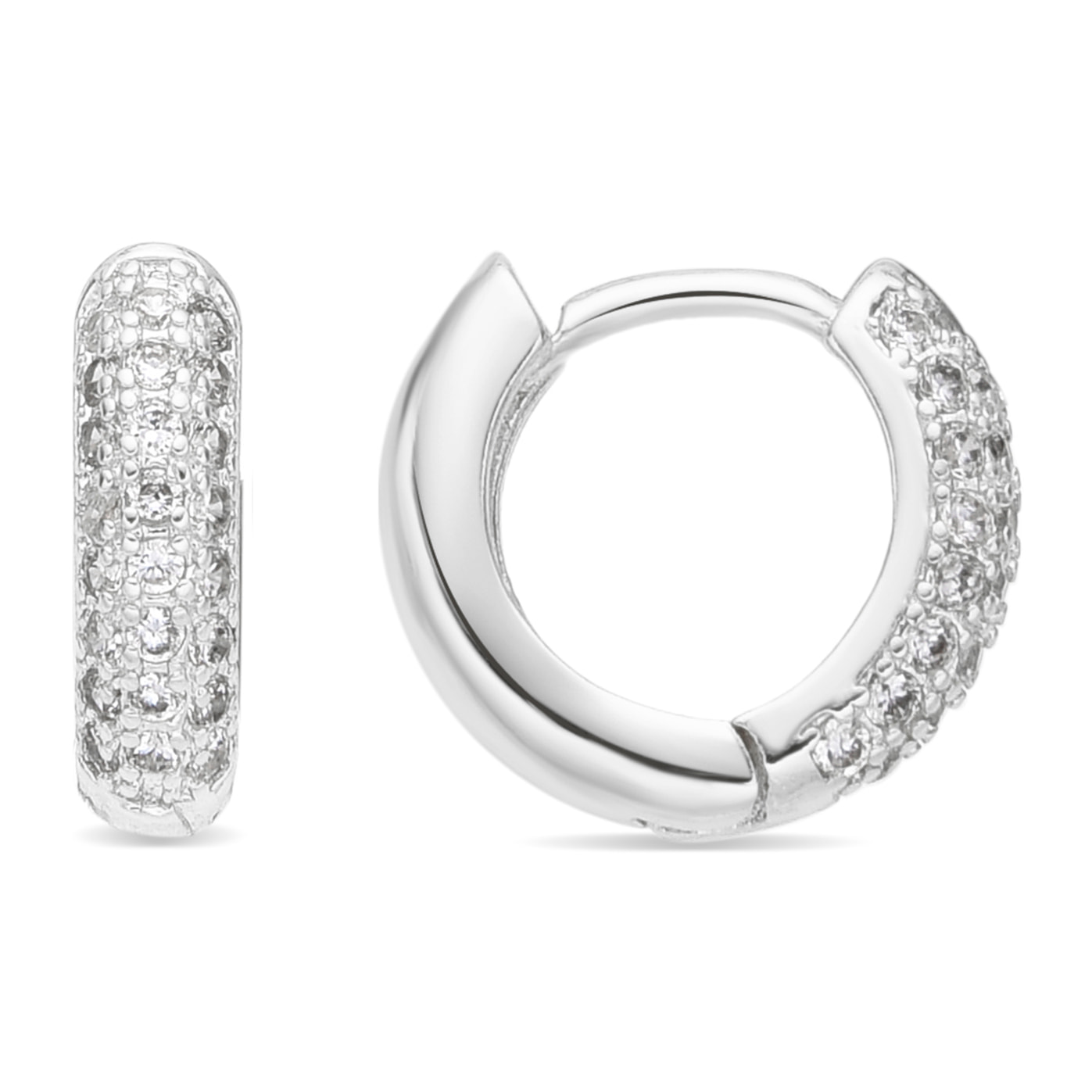 Pendientes de 12mm de diámetro acabado plata y Circonita Brillante