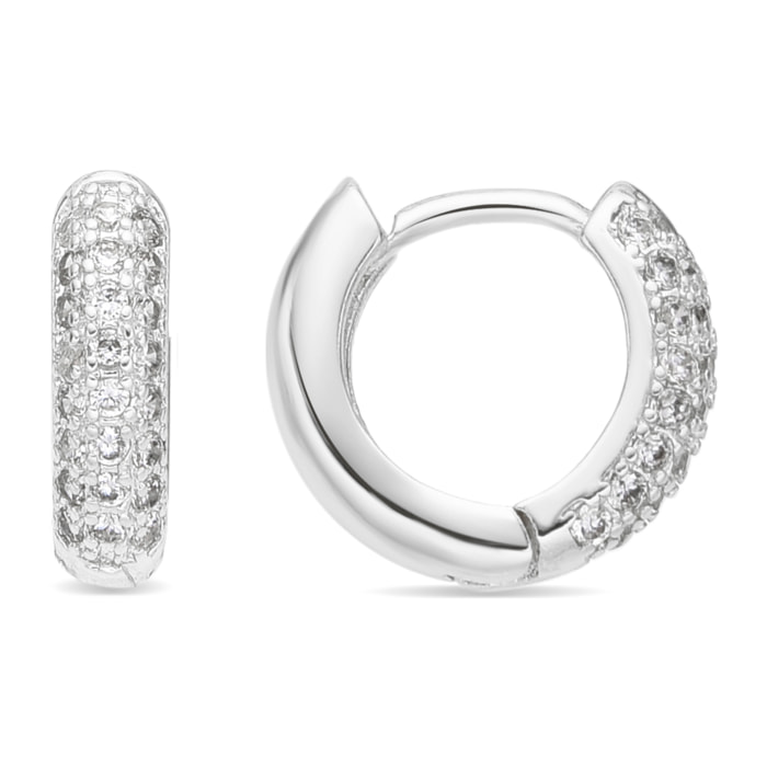 Pendientes de 12mm de diámetro acabado plata y Circonita Brillante