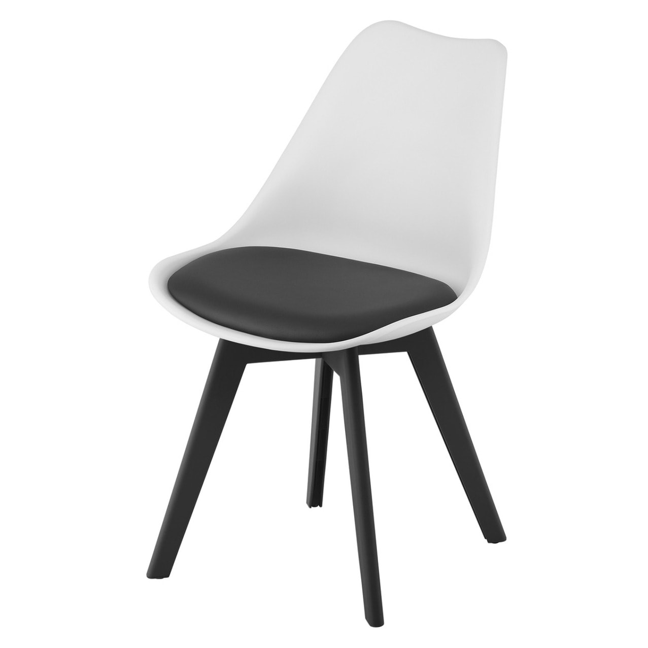 Sedia Mark Bianco e Nero con Cuscino in Ecopelle