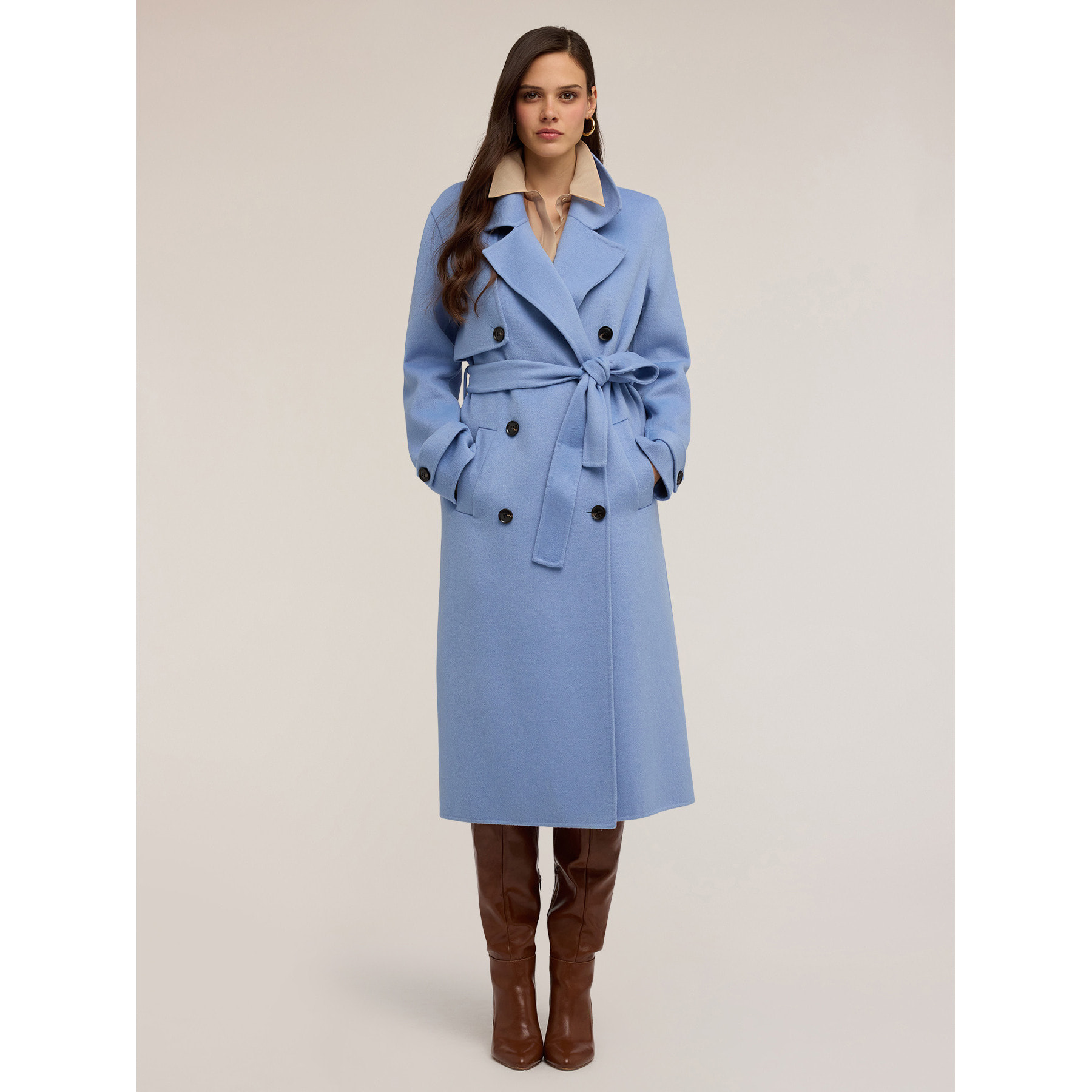 Motivi - Trench in panno misto lana - Azzurro