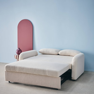 Canapé convertible arrondi 2 places  bouclette  LINO