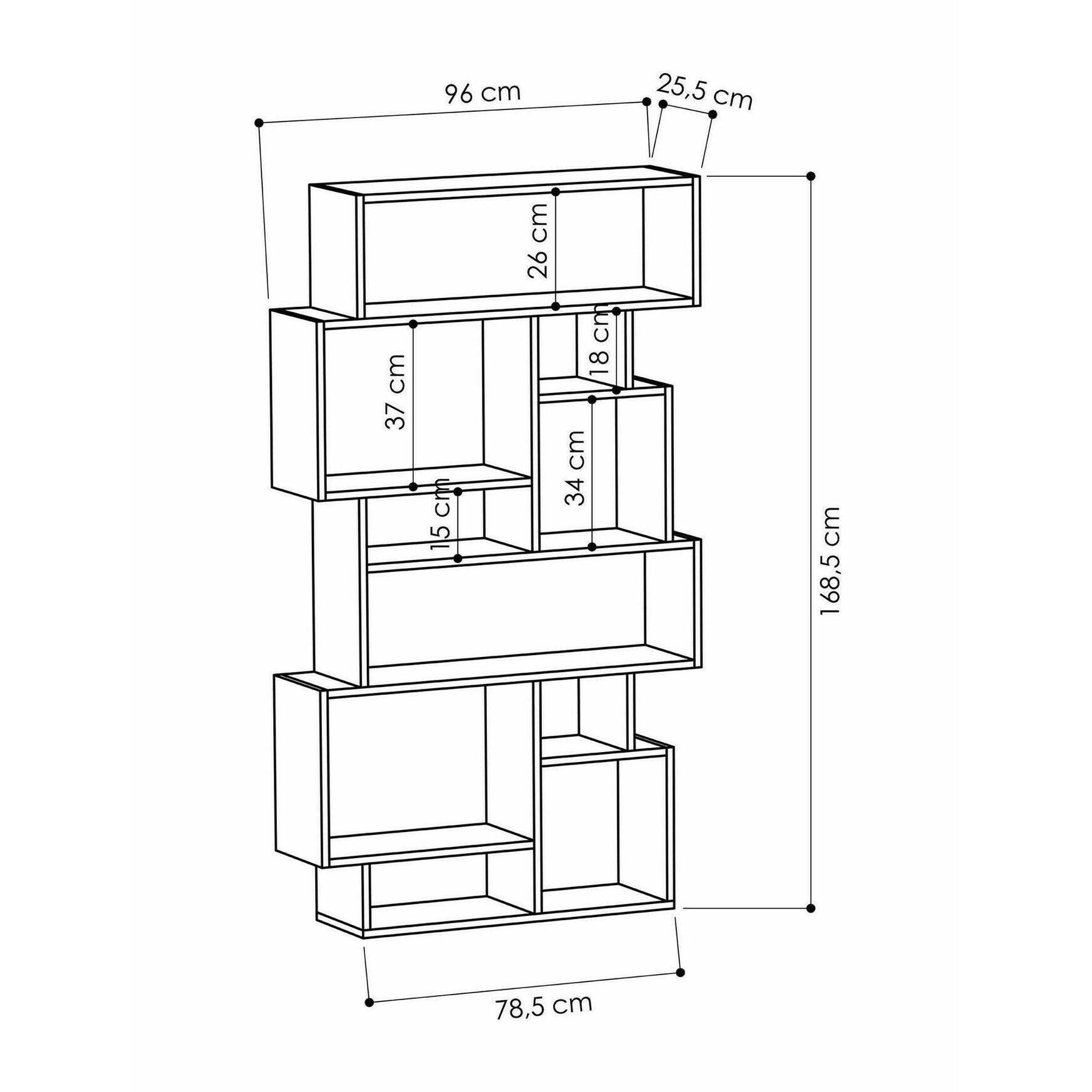 Libreria Dlusuard, Scaffale da ufficio, Mobile portalibri, Biblioteca, 96x26h169 cm, Quercia