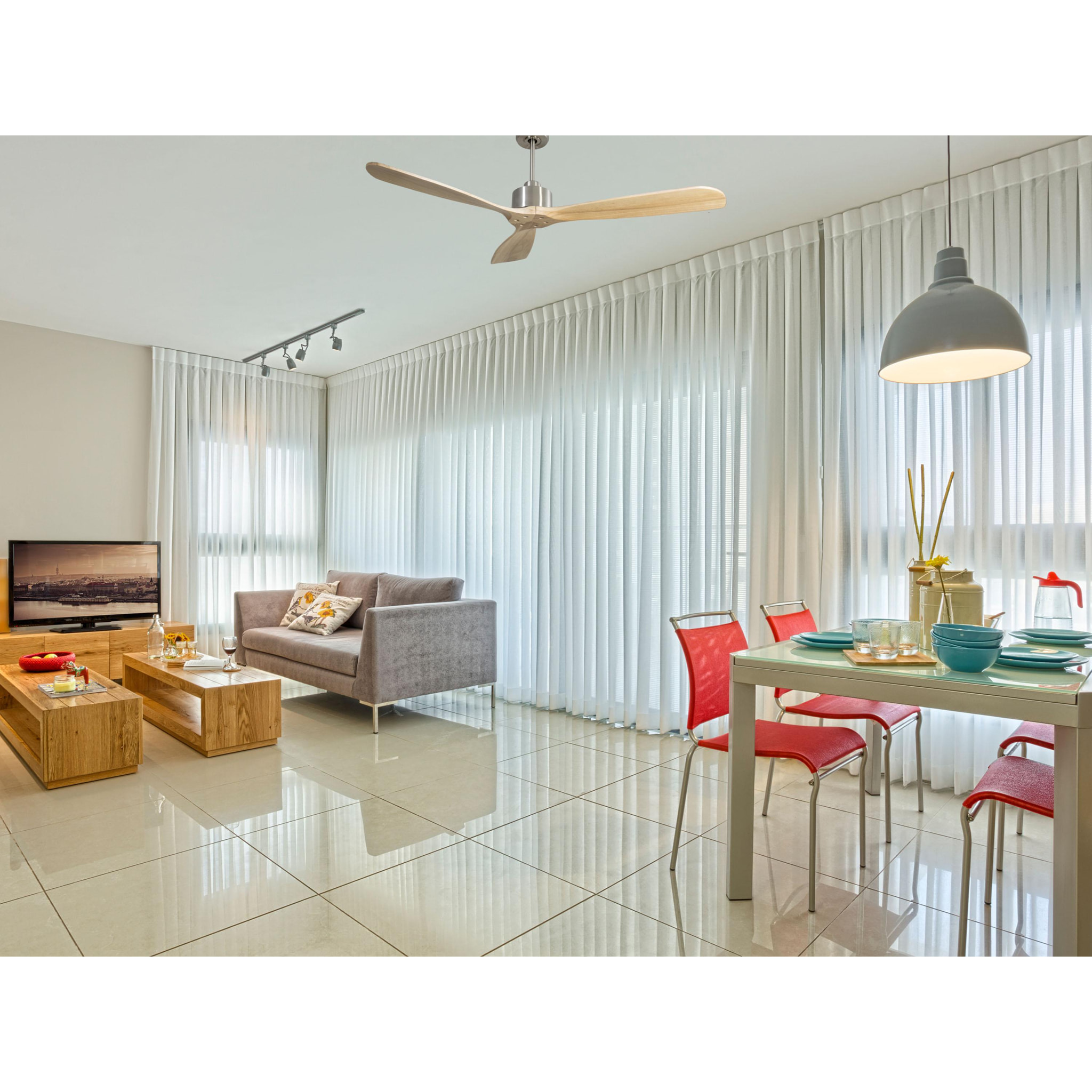 Ventilador de techo Reversible Termostato Wifi Motor DC Techos Inclinados Mando a Distancia Hypersilence Memoria FullWood FolegandrosD166C0367787 PURLINE