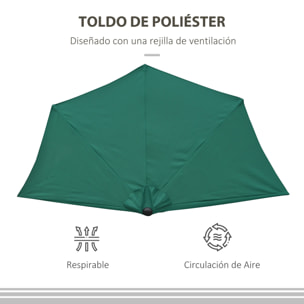 Sombrilla 269x138x236 cm Parasol de Jardín con Manivela y Forma Semicircular para Exterior Terraza Patio Piscina Verde