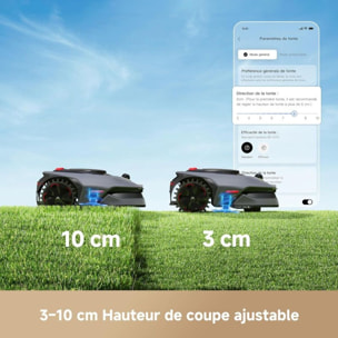 Robot tondeuse MOVA Lidax 800 sans fil périphérique, 800 m² de superficie, hauteur de coupe réglable jusqu'à 10cm