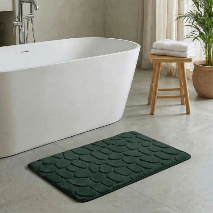 MSV Tapis de bain  Microfibre PEBBLE 40x60cm Vert Foncé