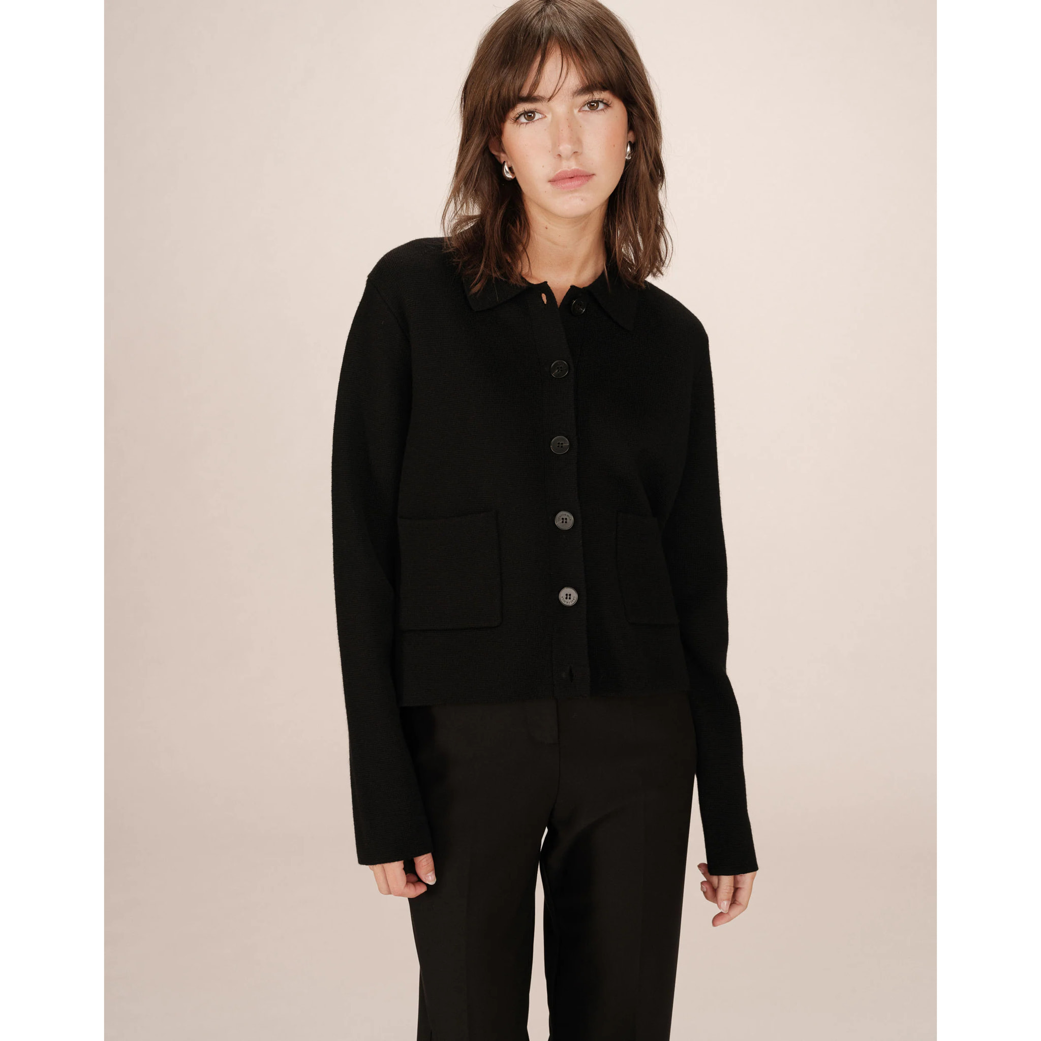GRACE & MILA - Cardigan boutonne noir Sailor | Veepee