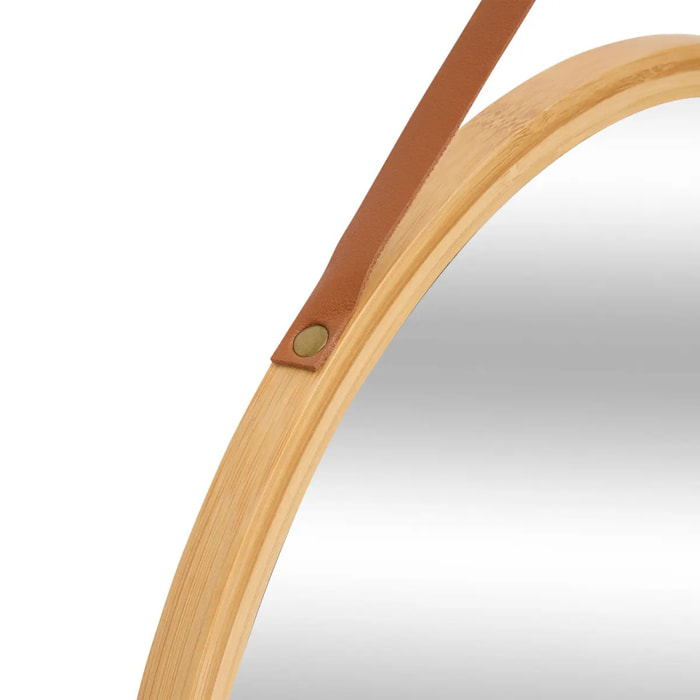 MIROIR MUR CUIR ROND BAM D38
