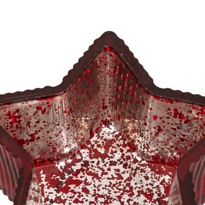 Photophore étoile l.8,5cm H.4cm verre mercerisé assorti