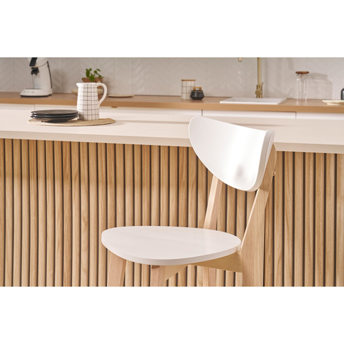Tabourets de bar scandinaves blanc et bois 75 cm (lot de 2) LEENA