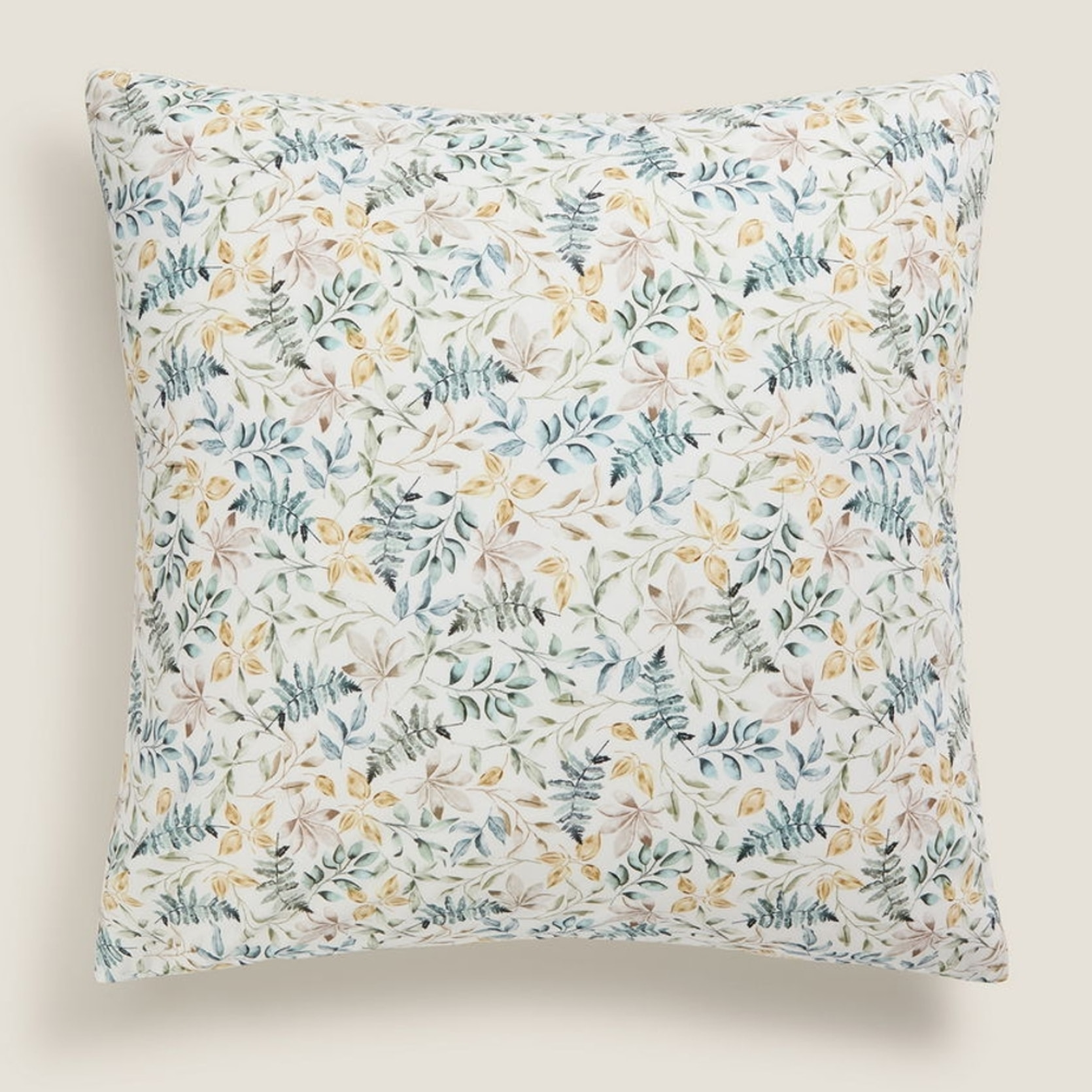 Funda cojín algodón hojas en rama Folo color verde 100% Algodón percal