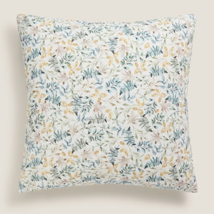 Funda cojín algodón hojas en rama Folo color verde 100% Algodón percal