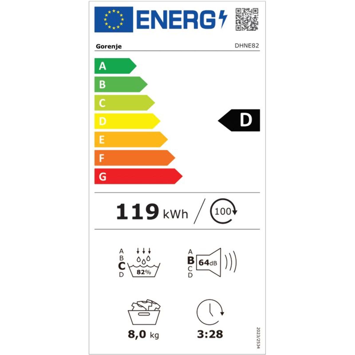 Sèche linge pompe à chaleur GORENJE DHNE82