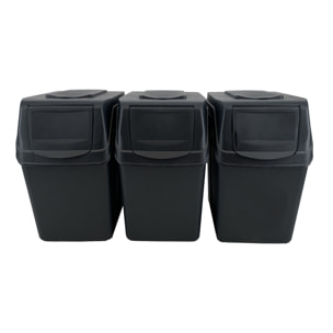 Prosperplast Juego de 3 cubos de reciclaje con capacidad de 60 litros, antracita