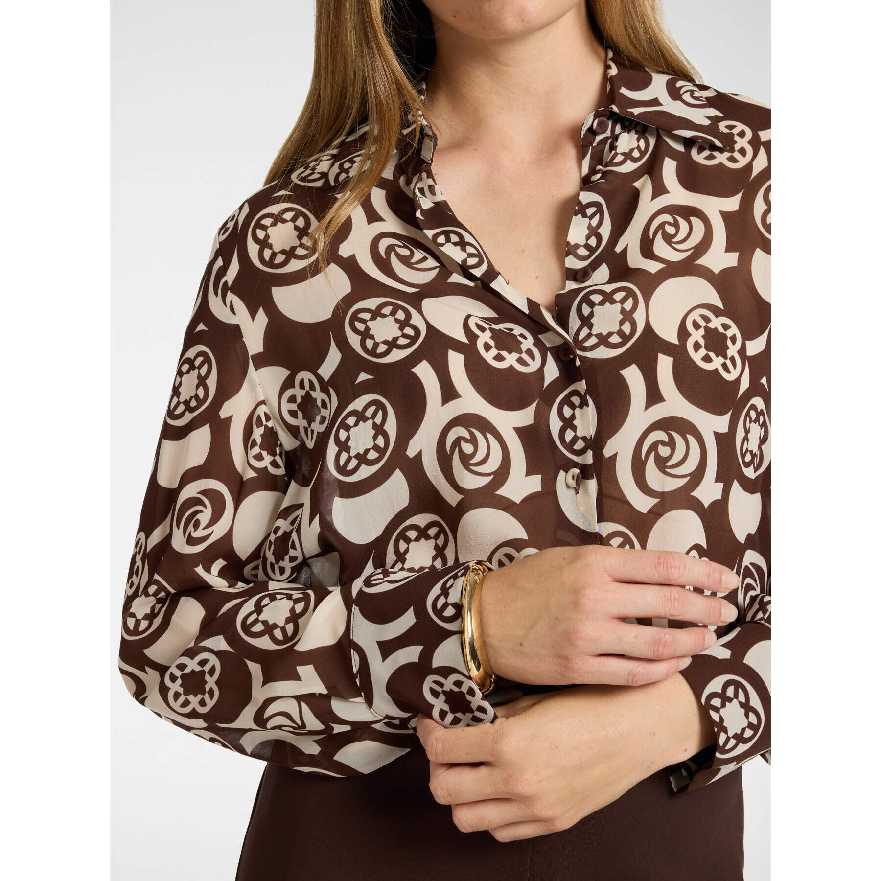 Elena Mirò - Camisa de viscosa estampada - Marrón