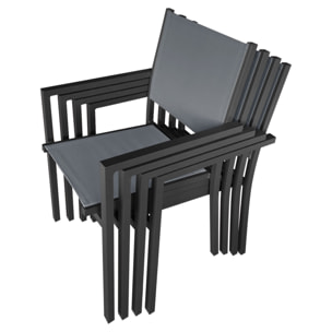 Salon de jardin BERGAMO en textilène gris 4 places - aluminium anthracite