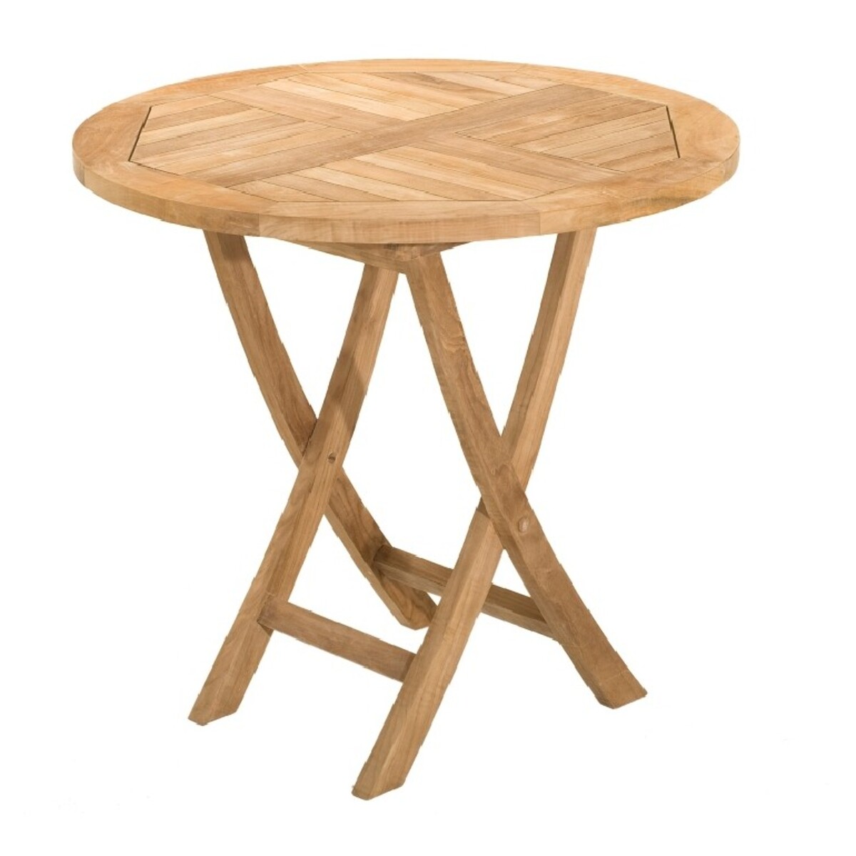 FUN - Table de jardin 2 personnes, ronde pliante 80 x 80 cm en bois Teck