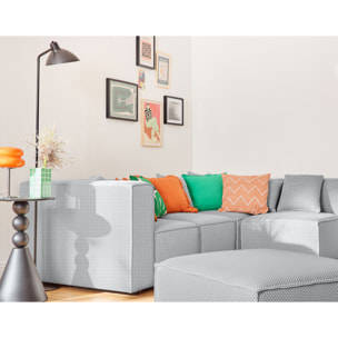 Arty - canapé modulable d'angle droit 5 places - en tissu mailles 3D - Gris clair
