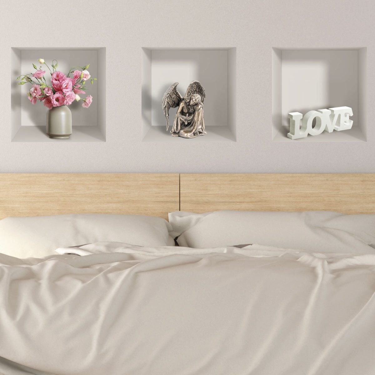 Stickers muraux 3D | Sticker Mural Autocollant effet 3D objets symboles de l'amour - Stickers adhésifs 3D Chambre Salon Trompe l'oeil