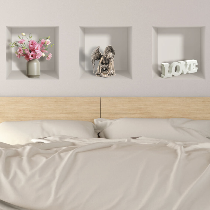 Stickers muraux 3D | Sticker Mural Autocollant effet 3D objets symboles de l'amour - Stickers adhésifs 3D Chambre Salon Trompe l'oeil