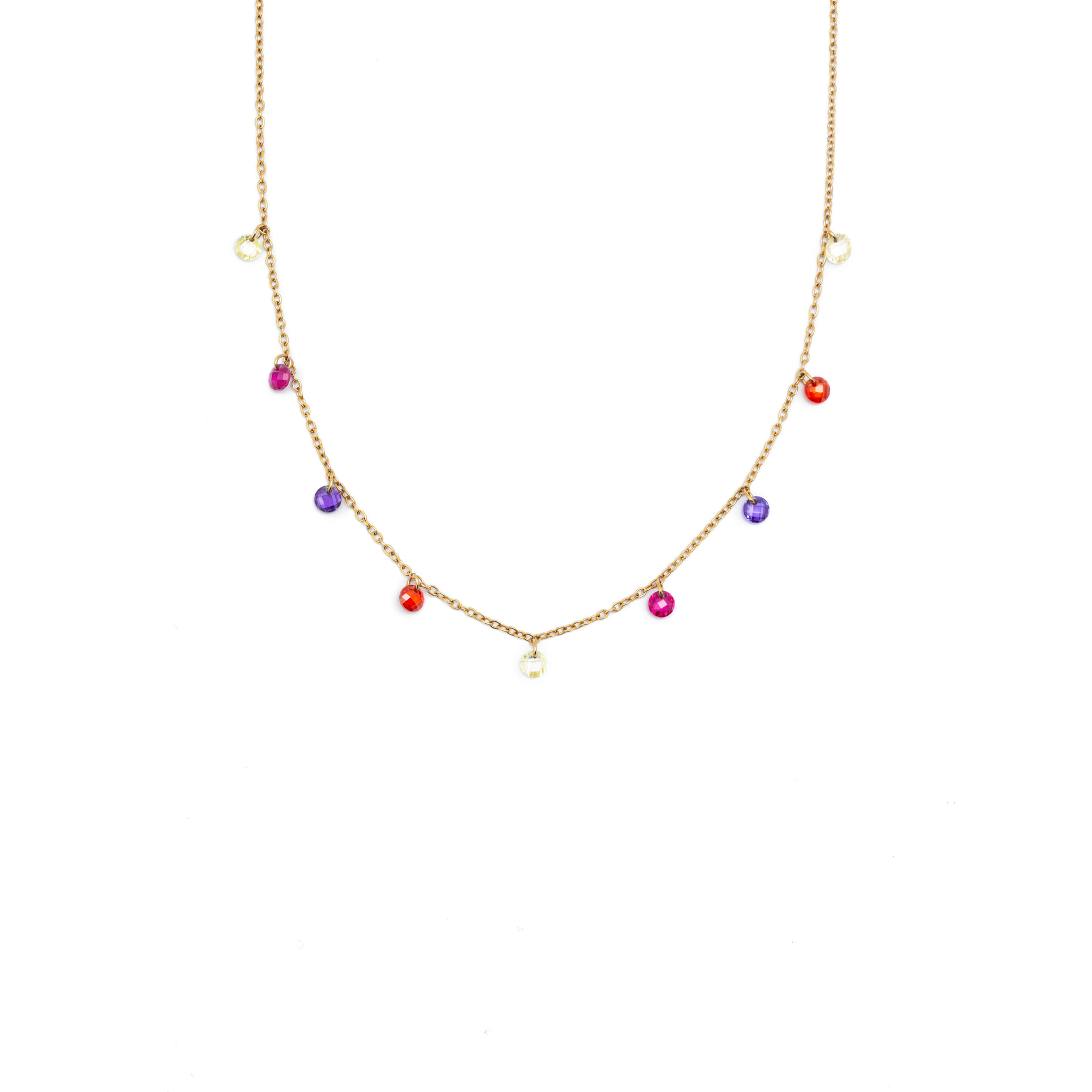 Collar Color Bits Acero Baño Oro