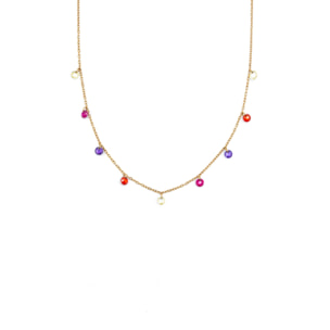 Collar Color Bits Acero Baño Oro
