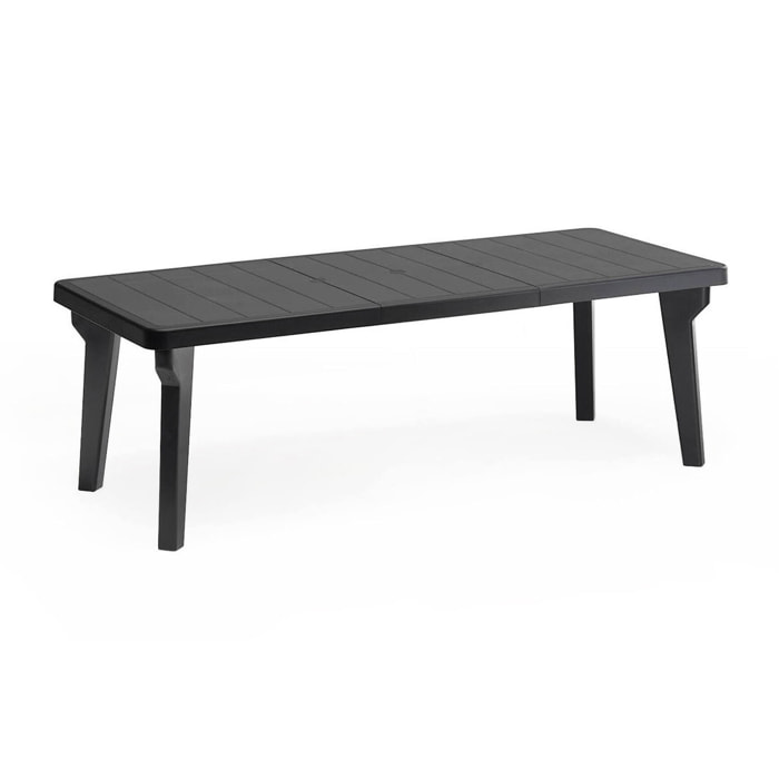 Tavolo da esterno Anatre, Base per picnic, Piano da pranzo da giardino, Banco outdoor multiuso, Made in Italy, 160/220x90 h74 cm, Antracite