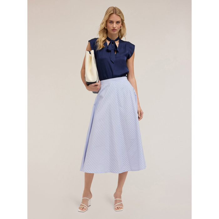 Motivi - Blusa de satén con lazo - Azul