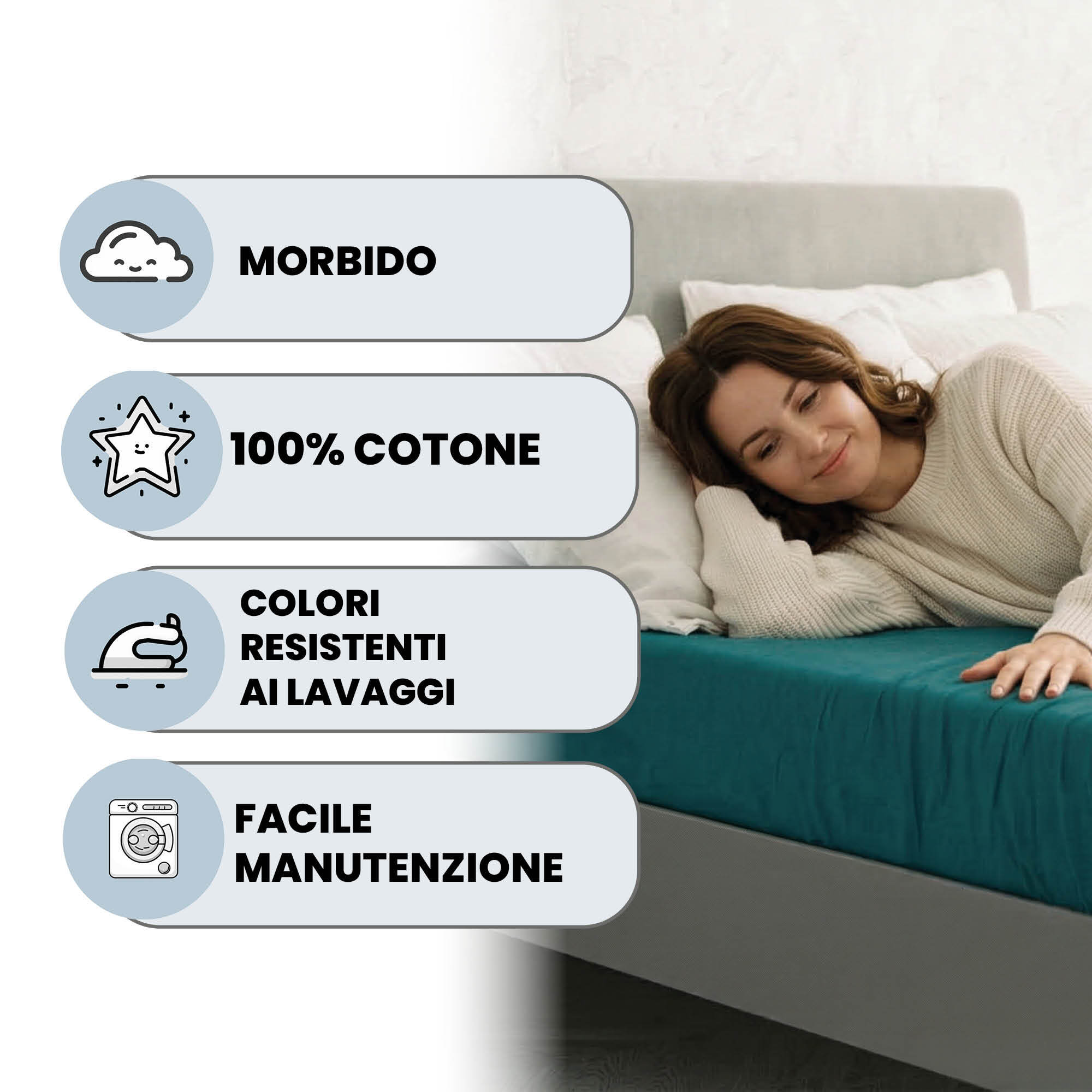 LENZUOLO SOTTO CON ANGOLI MAX COLOR, 100% COTONE MADE IN ITALY