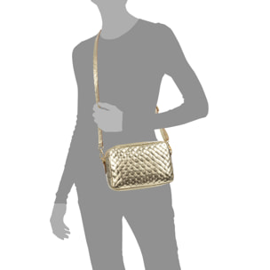 Degna bolso bandolera mujer. Piel auténtica Gamuza con grabado entrelazado y lacada brillante.