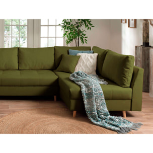 Rune - canapé panoramique - 7 places - style scandinave - droit - Vert Olive