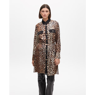 Blusa stampa animalier con dettagli tasche