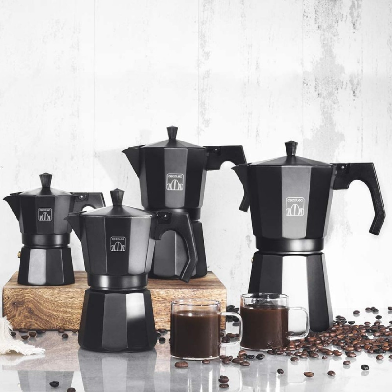 Cecotec Cafetera Italiana MokClassic 900 Black. Fabricada en Aluminio Fundido Ha