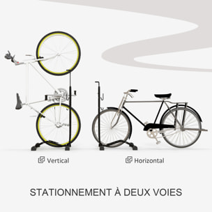 Râtelier vélo - porte-vélo autoportant - compatible roues 6-28 pouces - antidérapant - métal noir