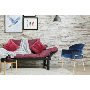Sedia di design Elva in velluto blu e oro rosa