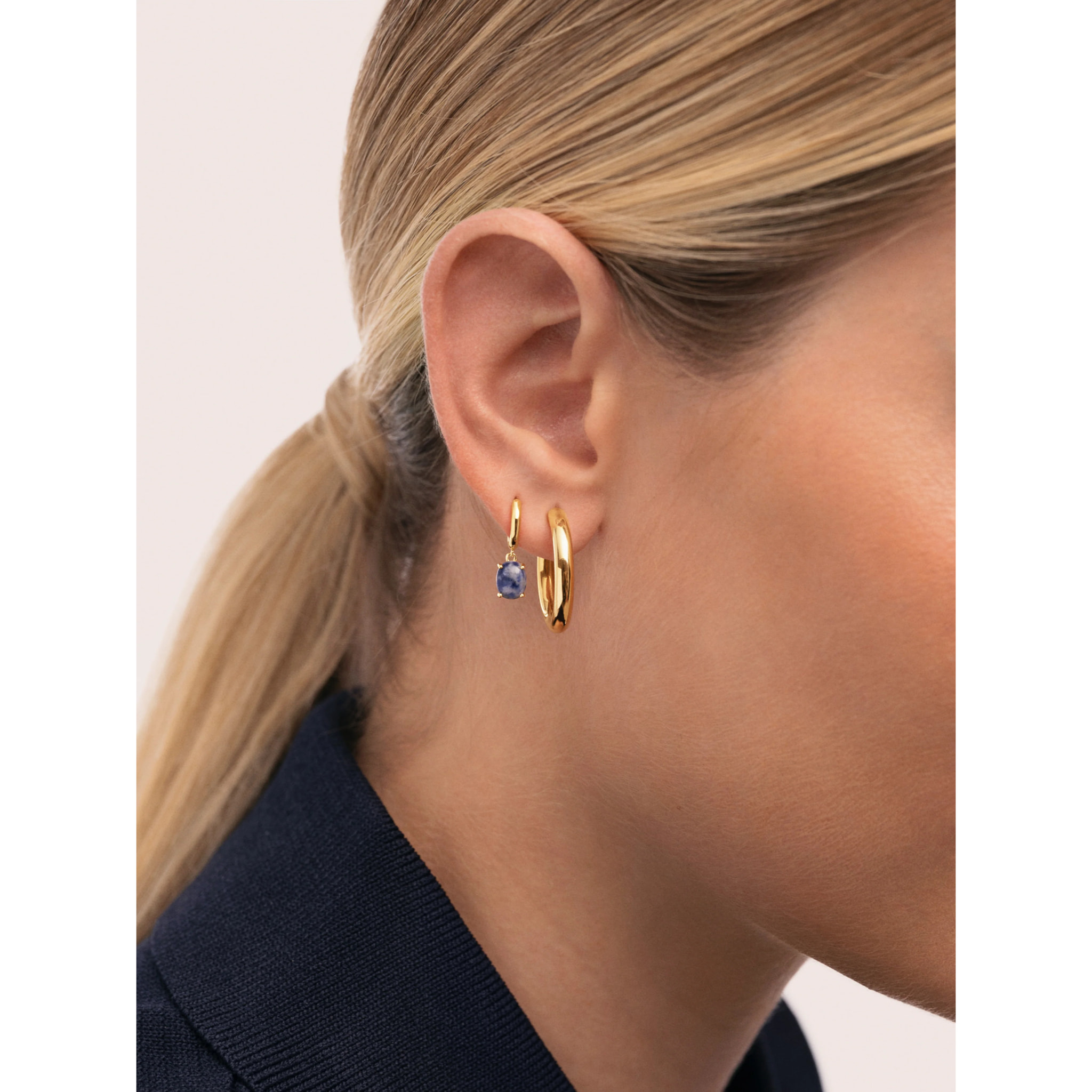 Pendiente Suelto Aro Catalina Stone Baño Oro