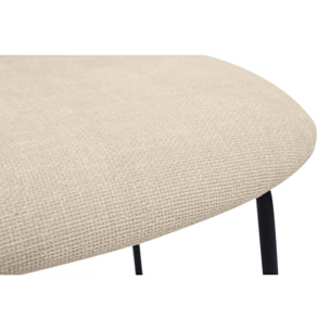 Chaises design en tissu effet velours texturé beige, métal noir et cannage rotin (lot de 2) MIRANDA