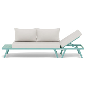 Isadora - salon de jardin 3 places - modulable - vert avec coussins beiges - Vert / Beige