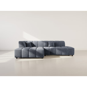 Curtis - canapé d'angle gauche 4 places sans accoudoir en tissu texturé - Bleu