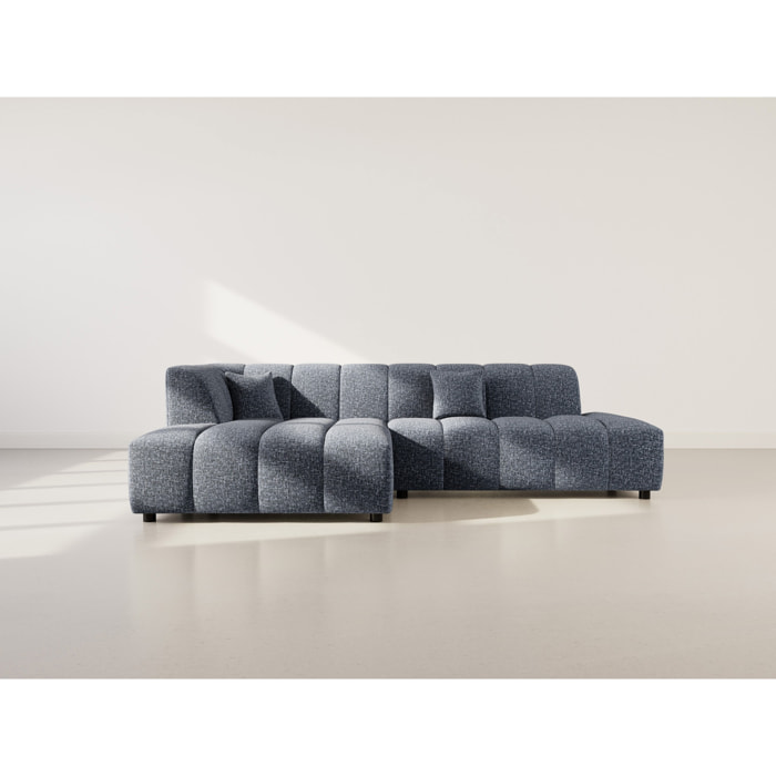 Curtis - canapé d'angle gauche 4 places sans accoudoir en tissu texturé - Bleu