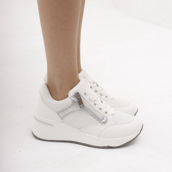 SNEAKERS ALTA ZIP CHOCOLA' BIANCO