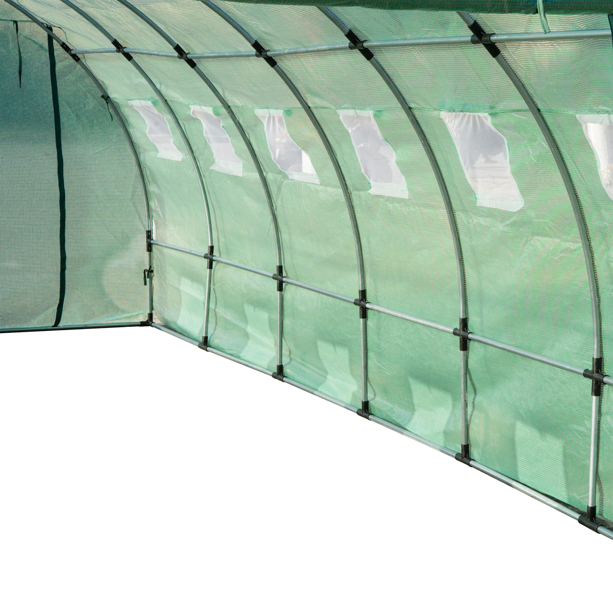 Cubierta de Invernadero de TáÂºnel 6x3x2 m Cubierta de Repuesto Invernadero Polietileno con 12 Ventanas y Puerta Enrollable Protección de Plantas para Jardín Verde